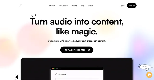 Turn audio into content, like magic. Upload your MP3, generate all your ready-to-publish content with ai tool