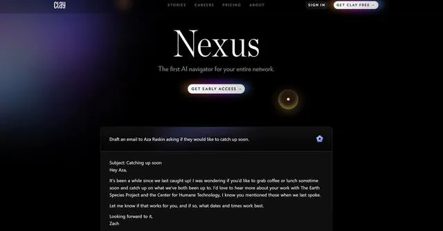 Nexus is the first collaborative partner to help you navigate your entire network. Combining the latest in artificial intelligence with the full power of Clay — whatever you want to ask, Nexus has the answers.